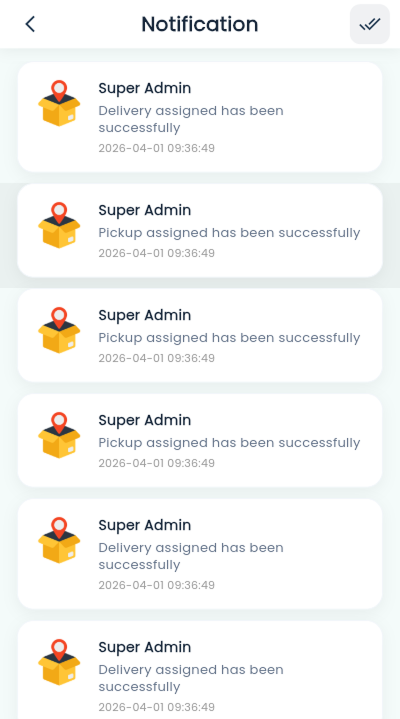 Deliveryman app read notifications screen